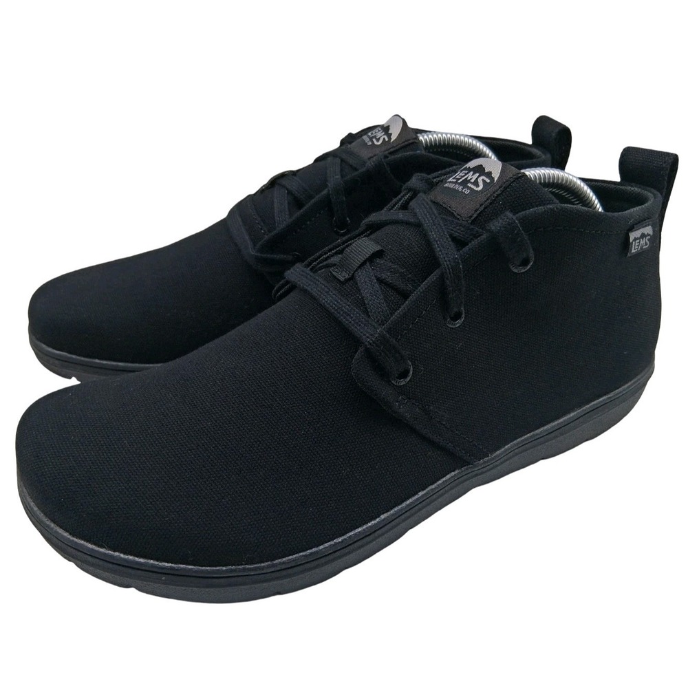 Lems Chukka Canvas Shoes Mens Size 10 Black Vegan Barefoot Casual Sneakers